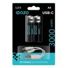 Аккумулятор литиевый Фаzа AA 1.5В Li-Ion 3000мА.ч зарядка от Type-C, шнур в комплекте (упаковка 2шт) изображение 1