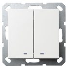 Выключатель двухклавишный c индикацией Jasmart G 10A, белый глянцевый изображение 1