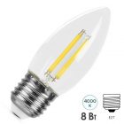 Лампа филаментная светодиодная свеча Feron PRO LB-1208 C35 8W 4000K 220V E27 1300Lm холодный свет изображение 1