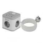 Удлинитель электрический ЭРА CUBE-3es-1,5m-4USB-W куб с заземлением/выключателем 3 розетки+4xUSB A+C изображение 1