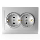 Розетка 2-я с заземлением в сборе Tokov Electric Pixel 16А шторки IP20 алюминий изображение 1
