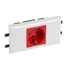 Розетка Legrand Mosaic 2К+З с суппортом для DLP (крышка 65мм) с блокировкой автозажим 2М, красный изображение 1