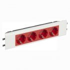 Розетка Legrand Mosaic 4х2К+З с суппортом для DLP (крышка 65мм) с блокировкой автозажим 8М, красный изображение 1