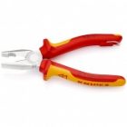Пассатижи Knipex хромированные 180мм изолированные двухкомпонентными рукоятки с кольцом VDE 1000V изображение 2