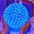 Шар светодиодный 220V, диаметр 20см, 200LED, цвет синий изображение 5