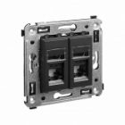 Компьютерная розетка RJ-45 в стену DKC Avanti кат.5e двойная, черный матовый изображение 2