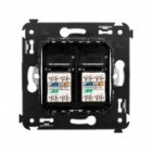 Телефонная розетка RJ-12 DKC Avanti в стену двойная черный квадрат изображение 3