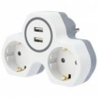 Двойник электрический Rexant 16 А с заземлением и защитными шторками + 2 USB порта, 2,4 А, белый изображение 3