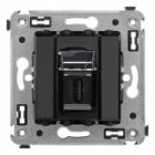 USB 3.0 розетка одинарная в стену DKC Avanti, тип А-А,, черный квадрат изображение 2