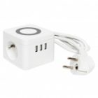 Удлинитель EKF Куб, 2х2Р+Е шторки, 3USB 2,4А, беспроводное зарядное устройство Qi, кабель 1,3м 1мм2 изображение 8