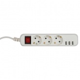 Удлинитель ЭРА U-3es-5m-USB c заземлением с выключателем 3 розетки + 3xUSBA 5м 10А белый изображение 5