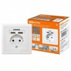 Блок мультифункциональный TDM Сенеж 2 2П+3 16А 250В + 2 USB-порта для зарядки 5В 2,1А белый изображение 2