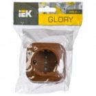Накладная розетка 1-ая ИЭК GLORY с заземлением и шторками 16А РСш20-3-ХД дуб изображение 2