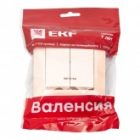 Выключатель 2-клавишный с индикатором EKF PROxima 10А IP20 Валенсия кремовый изображение 2