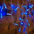Гирлянда бахрома светодиодная 4,8х0,6м 176LED синий IP44, постоянное свечение,белый провод изображение 6