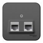 Накладная розетка 2-ая компьютерная RJ45 кат.5E SE Blanca антрацит изол.пластина изображение 2