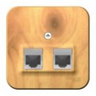 Накладная розетка двойная RJ45 + RJ11 SE Blanca ясень изол.пластина изображение 2