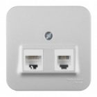Накладная розетка двойная RJ45 + RJ11 SE Blanca алюминий изол.пластина изображение 2