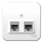 Накладная розетка 2-ая компьютерная RJ45 кат.5E SE Blanca белая изол.пластина изображение 2