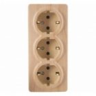 Накладная розетка ЭРА Эксперт 3х2P+E Schuko со шторками 16A-250В IP20 сосна 11-2209-11 изображение 2