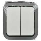 Выключатель 2-клавишный ИЭК TORS TS205 10А IP55 серо-белый изображение 2
