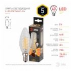 Лампа филаментная светодиодная свеча ЭРА витая F-LED BTW 5W 827 2700K E14 прозрачная изображение 5