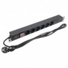 Блок розеток EKF PDU Teracom 19 1U 16А/250В 6 розеток EKF Schuko с выключателем шнур питания длиной изображение 4
