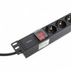 Блок розеток EKF PDU Teracom 19 1U 16А/250В 6 розеток EKF Schuko с выключателем шнур питания длиной изображение 6