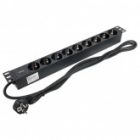 Блок розеток EKF PDU Teracom PRO 19 1U 16А/250В 9 розеток Schuko кабель 2м с вилкой Schuko черн изображение 4