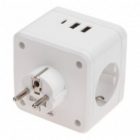 Двойник электрический Rexant Куб 2х2P+E 16А 2хUSB-A 2,4А, USB Type-C 3А ночник белый изображение 2
