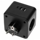 Двойник электрический Rexant Куб 2х2P+E 16А 2хUSB-A 2,4А, USB Type-C 3А ночник черный изображение 2