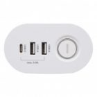 Удлинитель на струбцине JazzWay ETD-03U-150-wh 3х2Р+Е 1,5м 3х1 мм2 16А 3USB(2А+1С) выключатель белый изображение 4