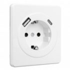 Розетка с заземлением Kranz Miele Round 16А со шторками и USB A+С 5В/3А с рамкой перламутр изображение 5