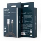 Кабель Rexant USB-A – Lightning для Apple 2,4А, 1м, в черной нейлоновой оплетке, с LED подсветкой изображение 4