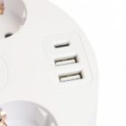 Удлинитель Stekker Comfort HM10-51-01 5х2P+E 16A 3500Вт 2USB A+1C 5V 3,1A 3x1мм2 2.5 м белый изображение 5
