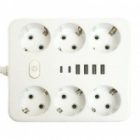 Удлинитель Stekker Home plus HM09-66-02 6х2P+E 10A 2500Вт 4USB A+2C 5V 2,4A 3x1мм2 2.5 м белый изображение 4