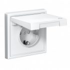 Розетка Systeme Electric ArtGallery 2P+E 16А со шторками и крышкой IP44 белая изображение 4