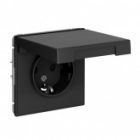 Розетка Systeme Electric ArtGallery 2P+E 16А со шторками и крышкой IP44 карбон изображение 2