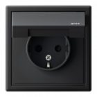 Розетка Systeme Electric ArtGallery 2P+E 16А со шторками и крышкой IP44 карбон изображение 4