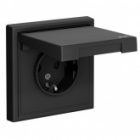 Розетка Systeme Electric ArtGallery 2P+E 16А со шторками и крышкой IP44 карбон изображение 5