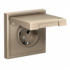 Розетка Systeme Electric ArtGallery 2P+E 16А со шторками и крышкой IP44 шампань изображение 4