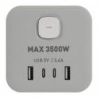 Удлинитель электрический ЭРА CUBE-3es-1,5m-4USB-W куб с заземлением/выключателем 3 розетки+4xUSB A+C изображение 5