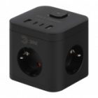 Удлинитель электрический ЭРА CUBE-3es-1,5m-4USB-B куб с заземлением/выключателем 3 розетки+4xUSB A+C изображение 2