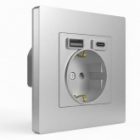 Розетка с зарядкой 2Р+Е Tokov Electric Pixel 16А 2USB тип A+C алюминий изображение 2