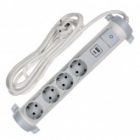 Удлинитель ИЭК Comfort У04К 4 мест 4х2P+PE заземление шторки 16А USB A+C 20Вт 3м 3х1,5мм2 белый изображение 2
