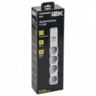 Удлинитель ИЭК Comfort У04К 4 мест 4х2P+PE заземление шторки 16А USB A+C 20Вт 1,5м 3х1,5мм2 белый изображение 5