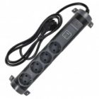 Удлинитель ИЭК Comfort У04К 4 мест 4х2P+PE заземление шторки 16А USB A+C 20Вт 1,5м 3х1,5мм2 черный изображение 2