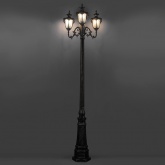 Светильник садово-парковый Флоренция Feron PL4049 3xE27 570х570х2250мм черное золото (столб 2,25м) изображение 3