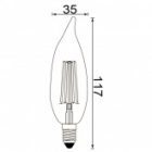 Лампа филаментная светодиодная свеча на ветру FL-LED Vintage C35 6W 2200K 220V E14 600Lm D35x117mm изображение 2