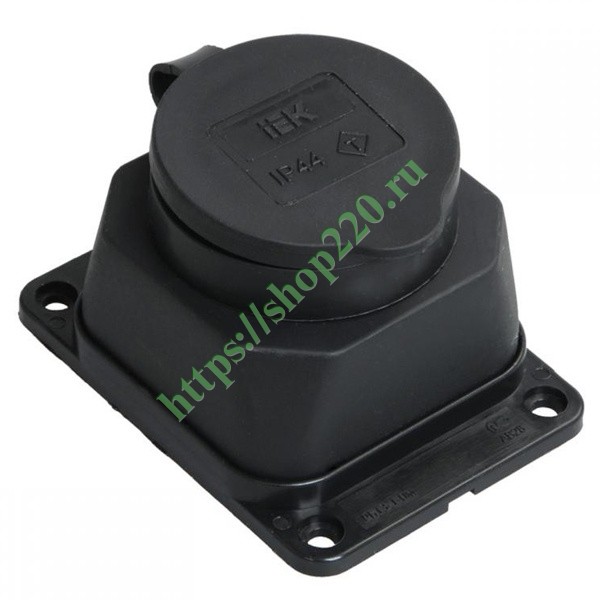 Купить Розетку каучуковую настенную с крышкой 2P+E 16А 250В IP44 черная ...